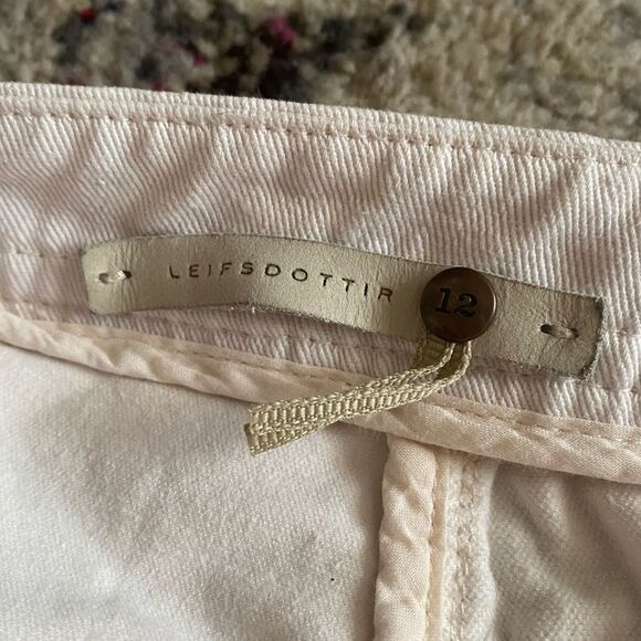 Anthropologie Leifsdottir Cream Cropped Pants with Lace Up Hem - Picture 8 of 8